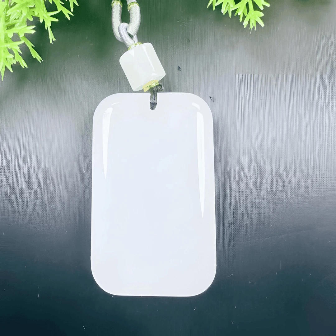 平安无事牌 天然新疆金丝玉 男女款白色时尚百搭吊坠精雕挂件1