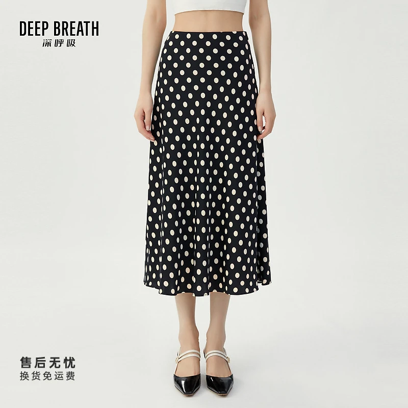 DEEP BREATH深呼吸女装新款时尚复古法式波点半身裙伞裙女A200180