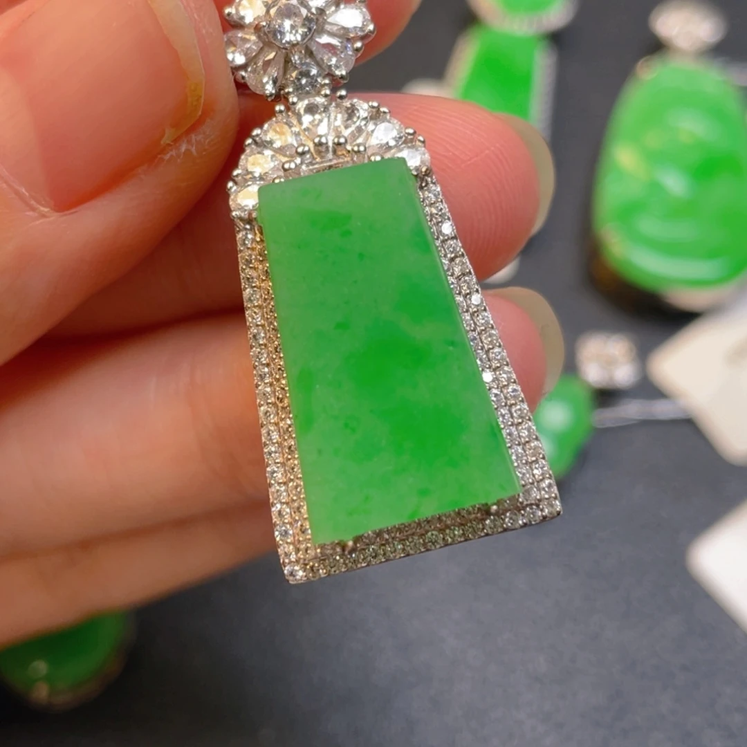 翡翠银S925镶嵌吊坠(不含链)