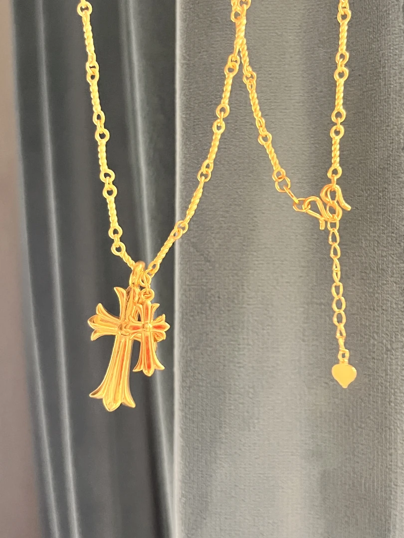 足金999十字架套链5G工艺