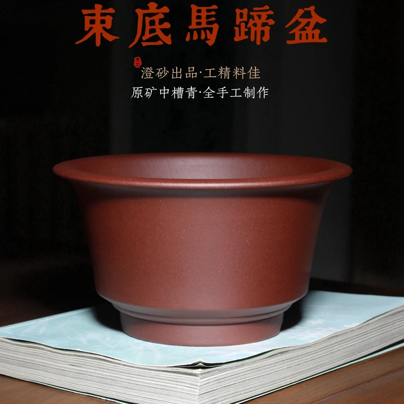 古典中国风圆形简约紫砂兰花盆养多肉老桩文竹盆景栽内门竹万年青