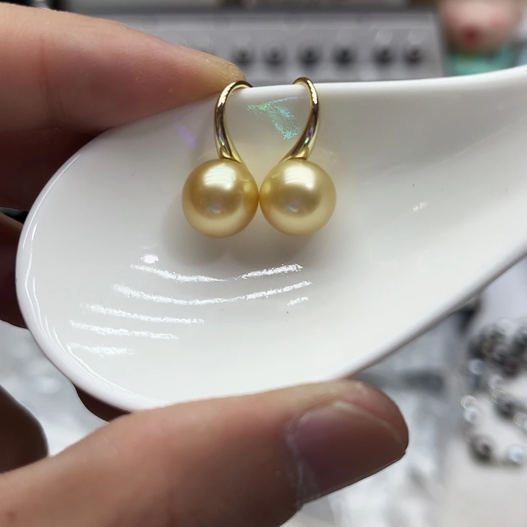 银S925镶嵌耳饰海水珍珠