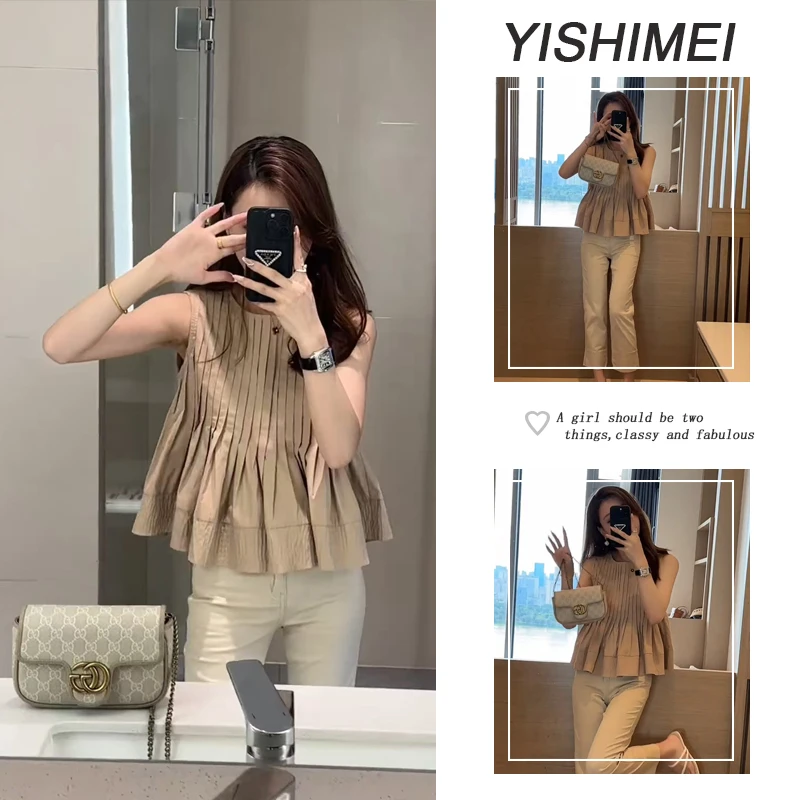 2025夏季穿搭一整套女新款韩版无袖减龄上衣通勤百搭裤子两件套