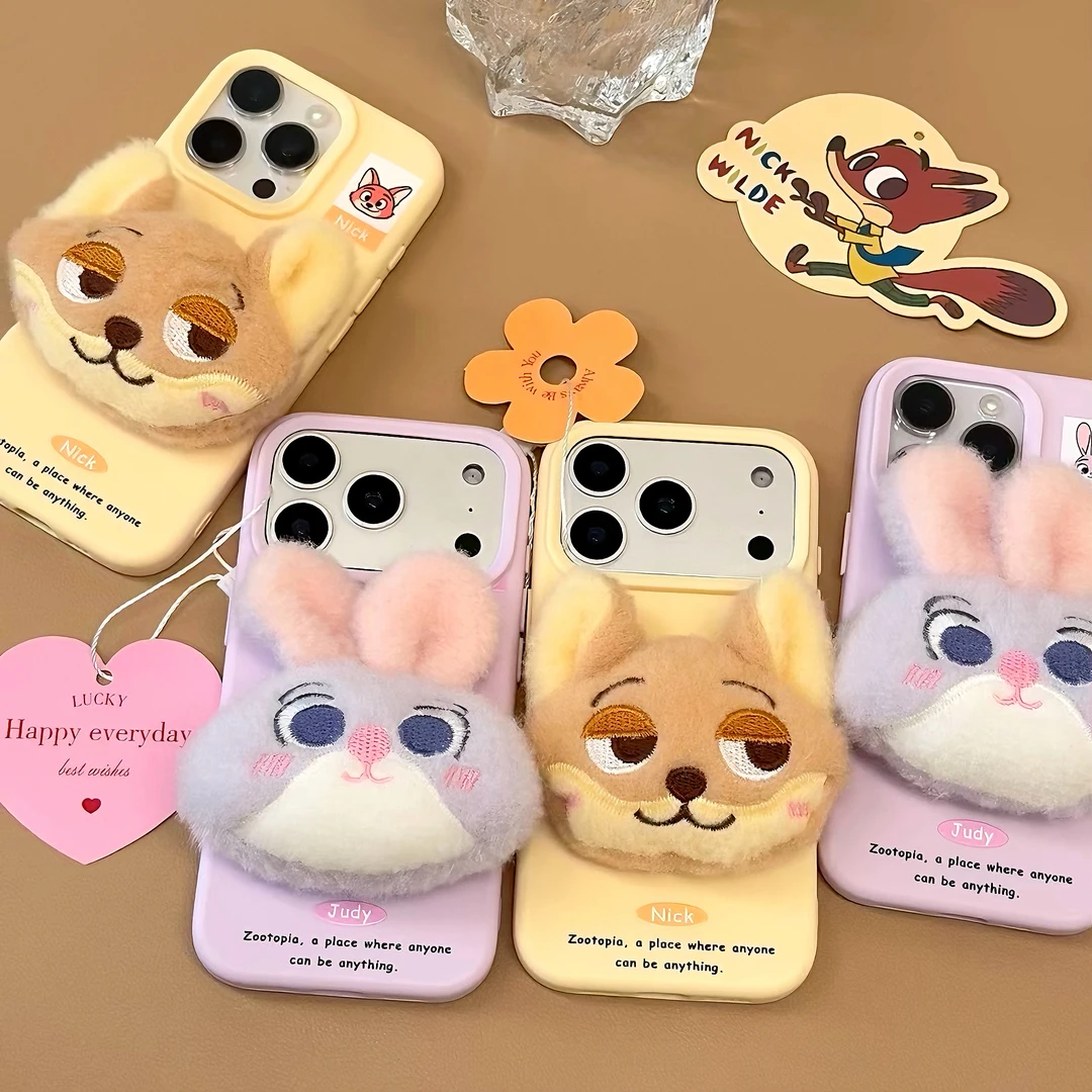 雅天立可爱尼克朱迪公仔适用苹果17promax手机壳iPhone1513糯米16