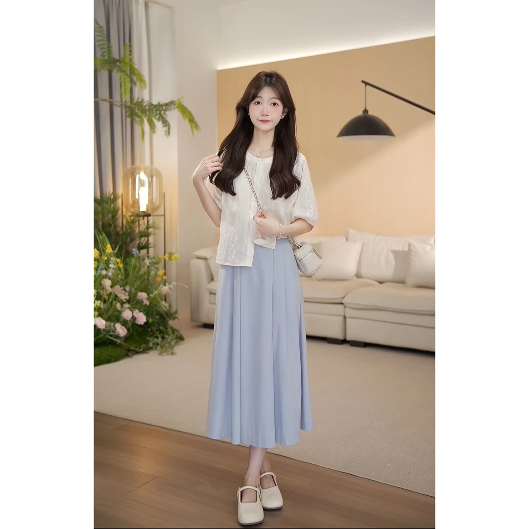 （周周小个子）夏季新款显瘦时尚小众温柔气质半身裙-3126