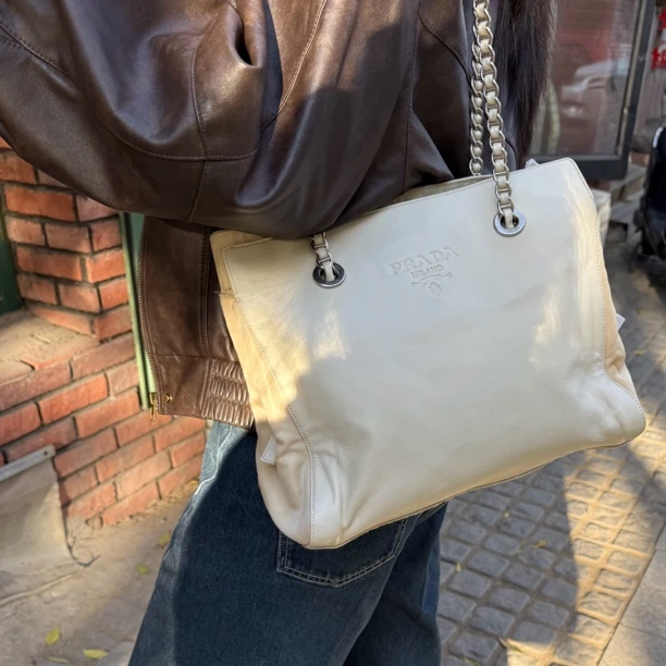 95新 Prada/普拉达 普拉达 中古降落伞拼皮单肩包