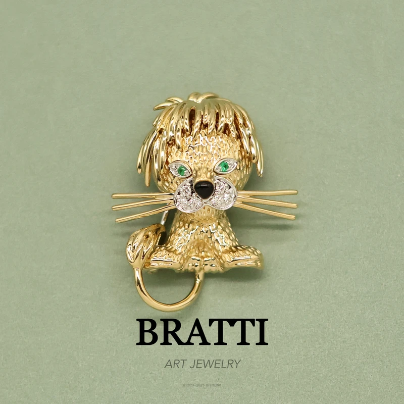 Bratti珠宝“童话王国”18K金钻石祖母绿狮子胸针-KXZ250401
