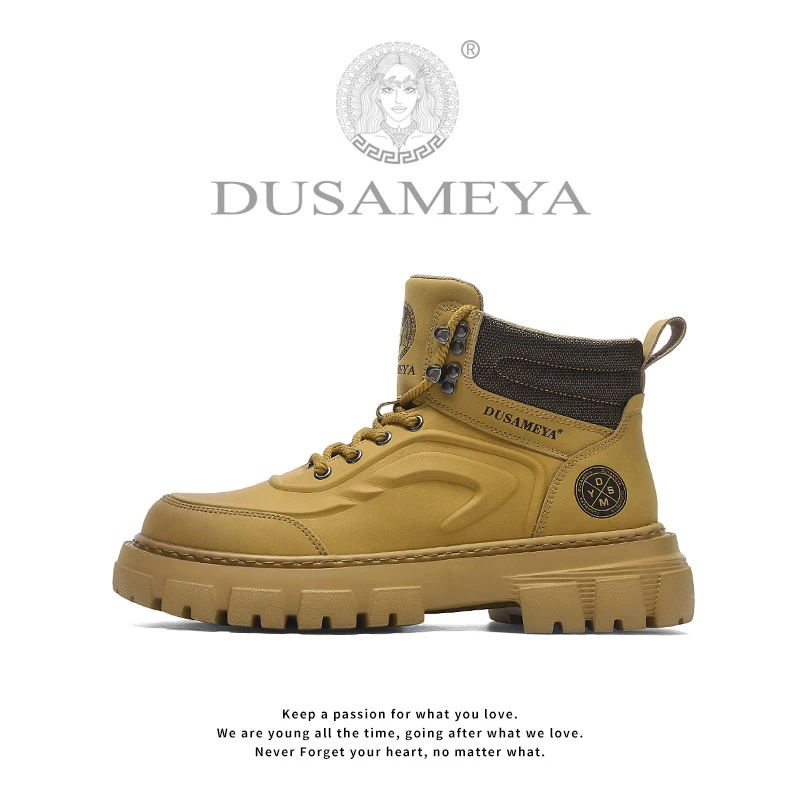 DUSAMEYA/杜莎米娅男士轻奢时尚百搭高帮小白鞋冬季马丁靴D6690