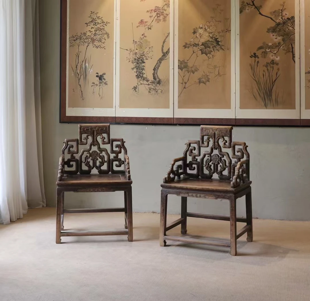 楠木太师椅一对，（不包邮）