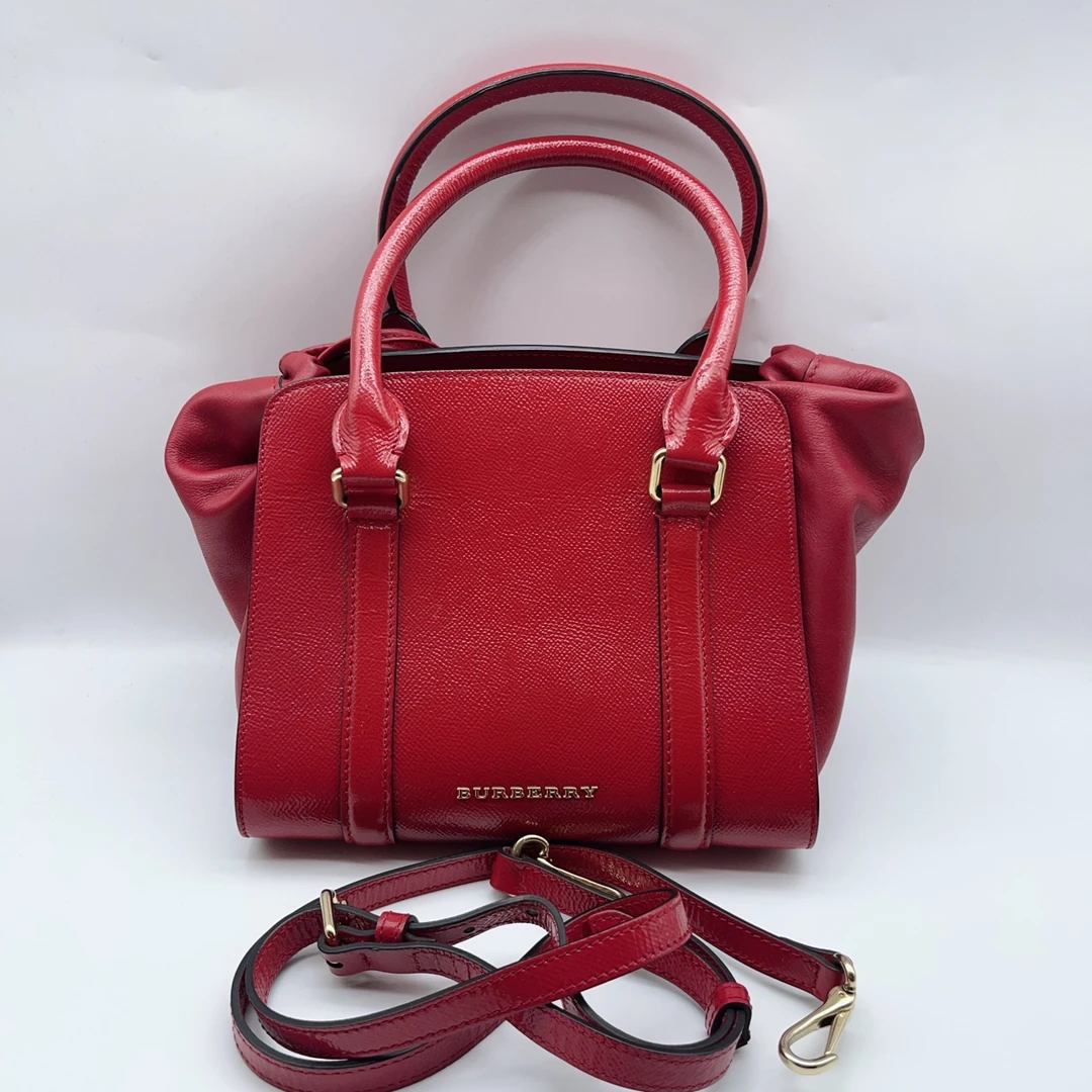 95新 BURBERRY/博柏利 红色手提包 1390 4247