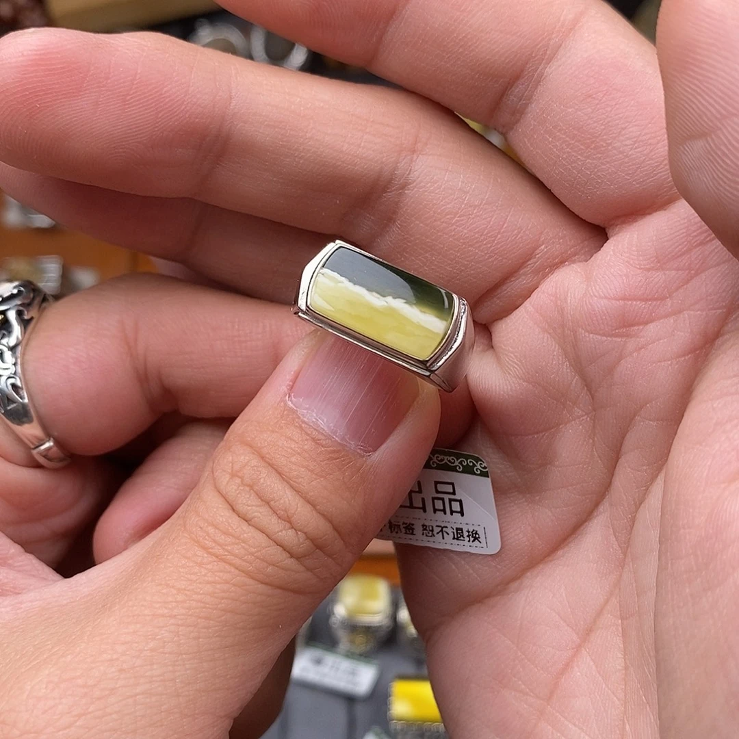 蜜蜡银S925镶嵌戒指