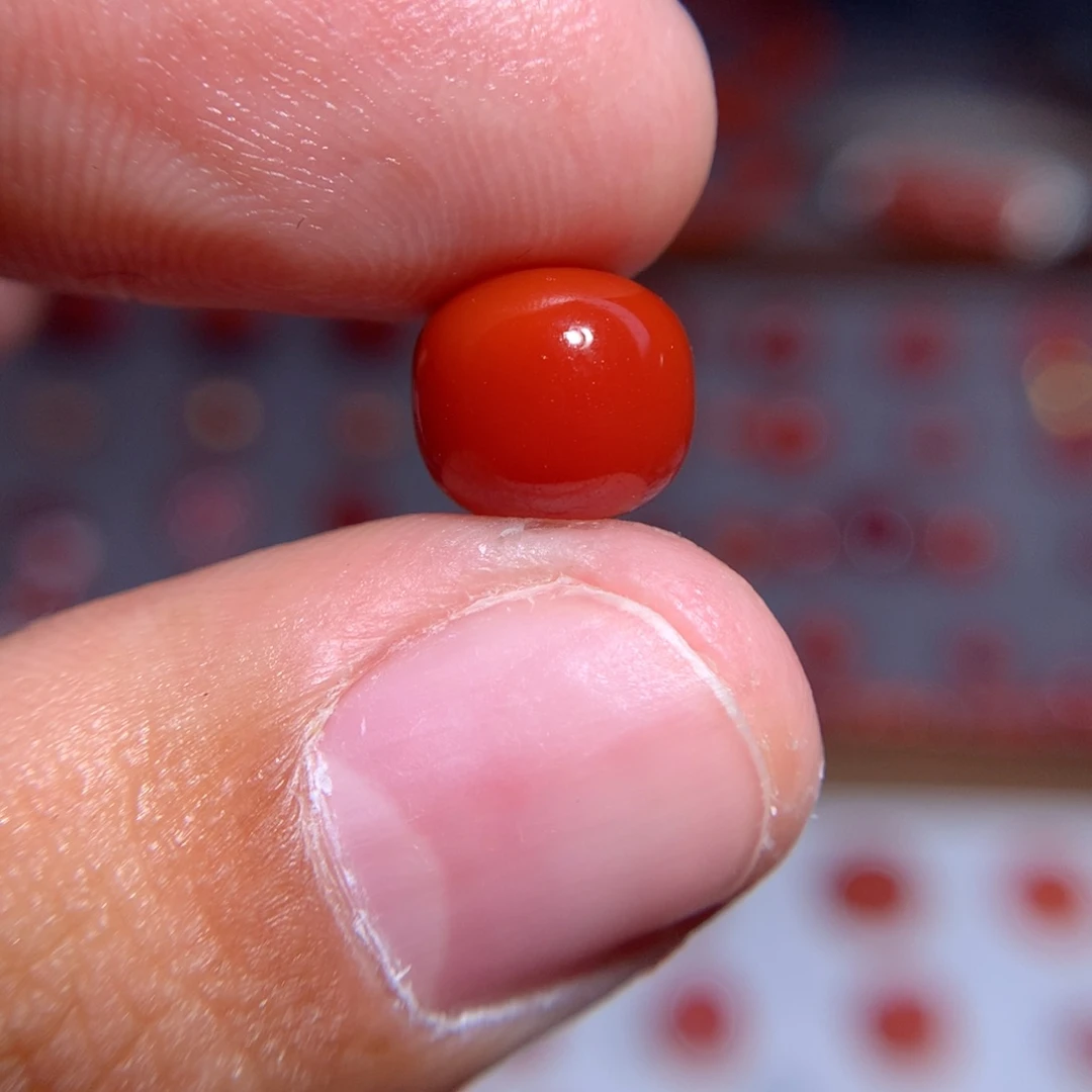 南红玛瑙老型8.8×7.8未镶嵌郭*比孔道冻线