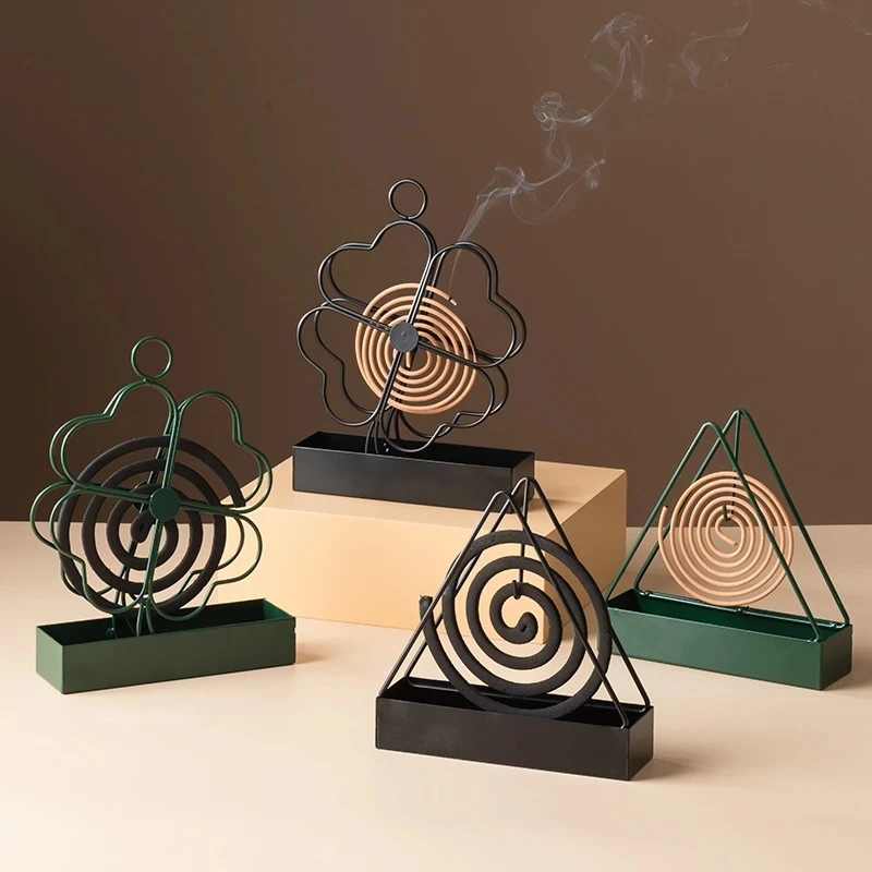 防火蚊香架家用创意灰盘铁艺檀香架子托熏香蚊香盘托蚊香炉支架接