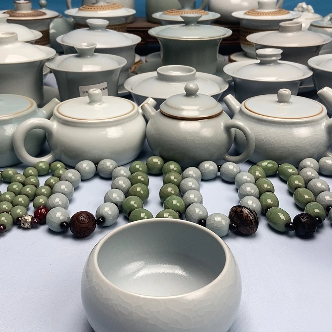 杯仿古月白釉禅定杯原矿原釉原产地