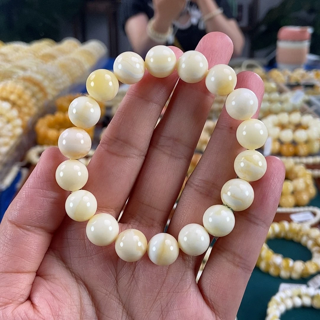 琥珀未镶嵌珠宝奇石11+瓷白蜡圆珠14.19