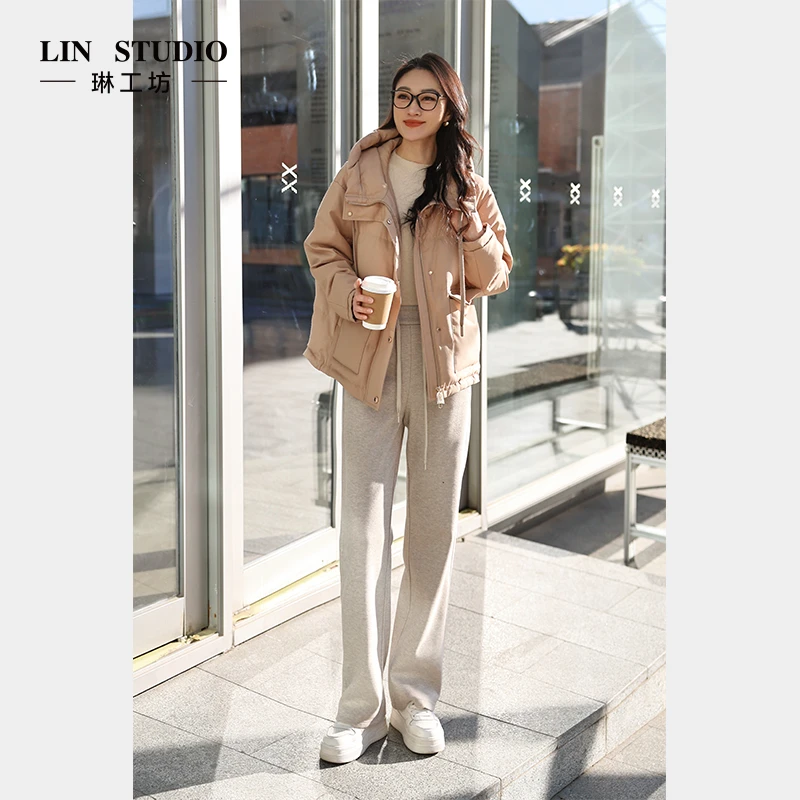 【加厚款 醋酸+绵羊毛+棉】琳工坊“晏澈”燕麦色直筒裤休闲百搭唐琳