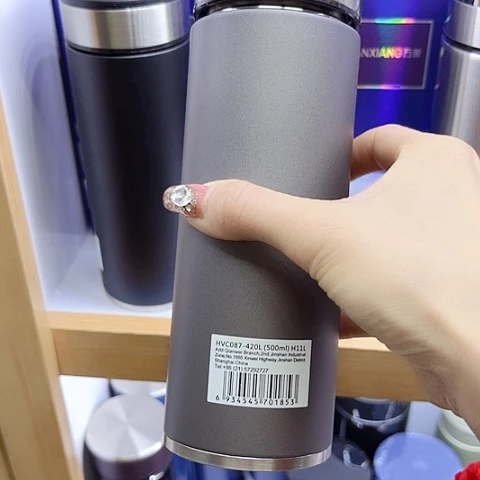 万象品牌玻璃啊****狼保温杯H11L，水泥灰