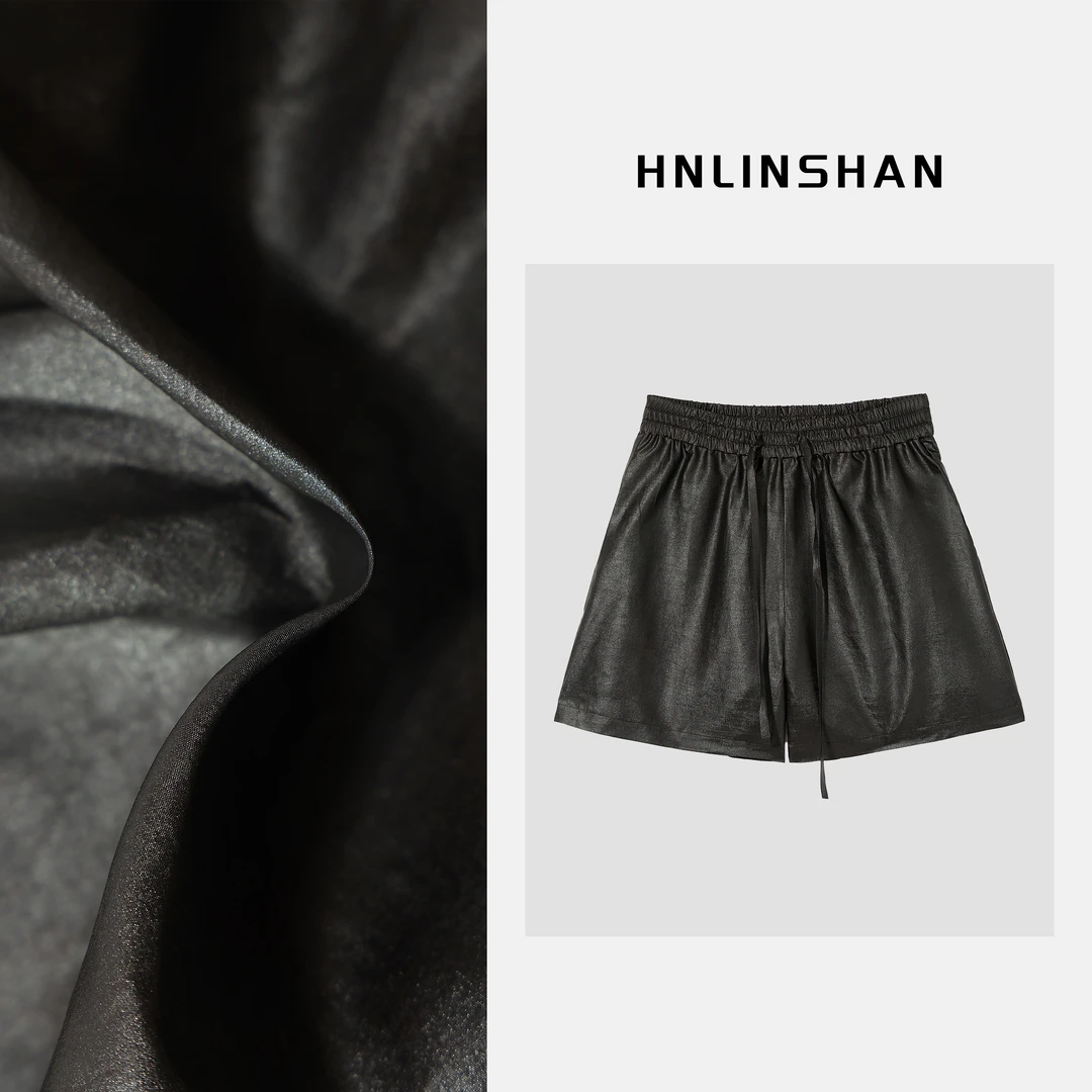 HNLINSHAN【非遗】香云纱龟裂纹松紧腰短裤BXK6006