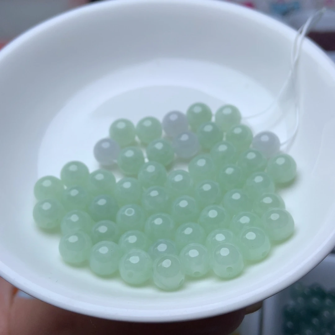 未镶嵌手链翡翠卡7.4冰果绿10个