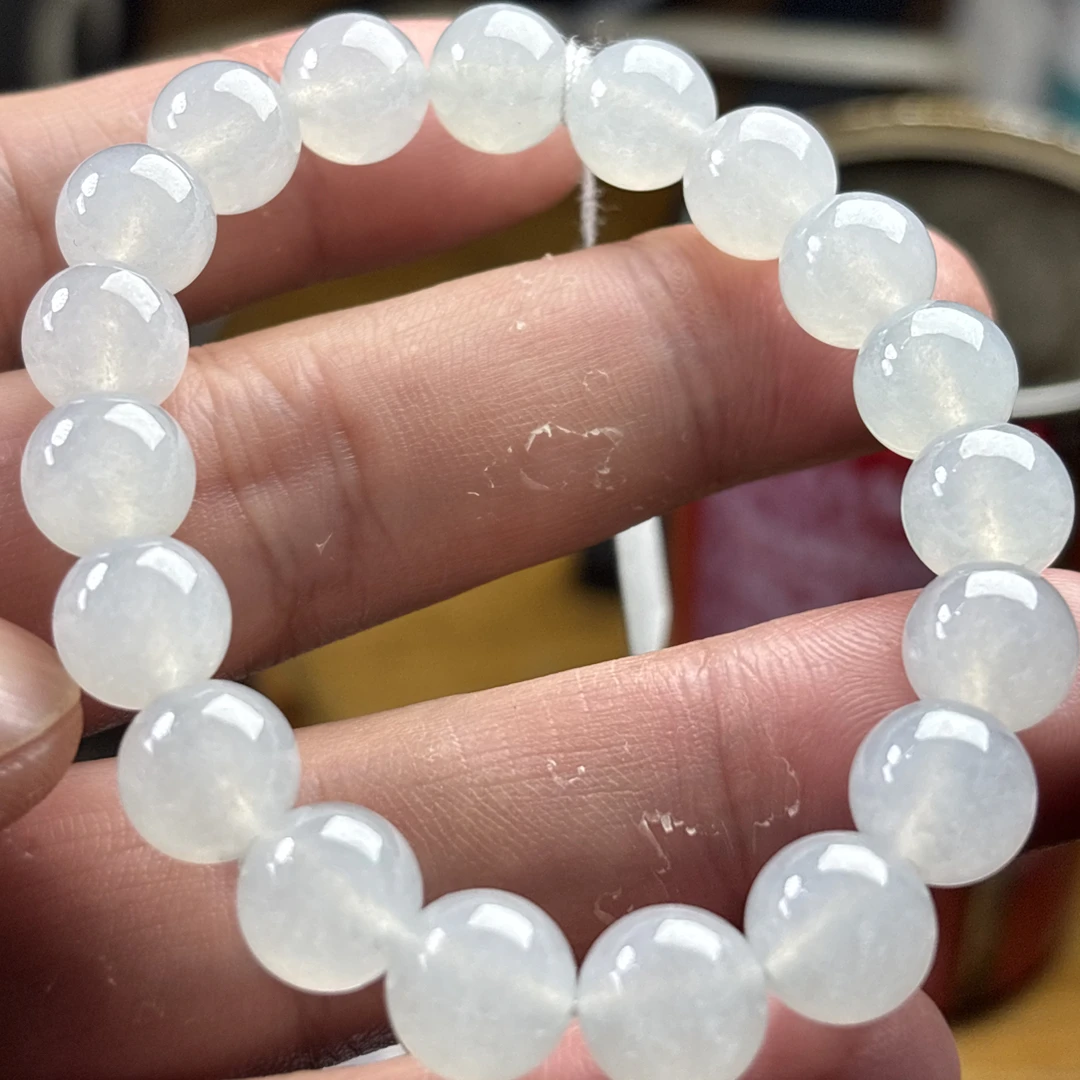 缅甸翡翠冰胶白月光卡9.8*19颗