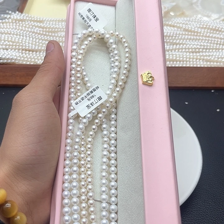 天然珍珠项链银S925镶嵌淡水珍珠5