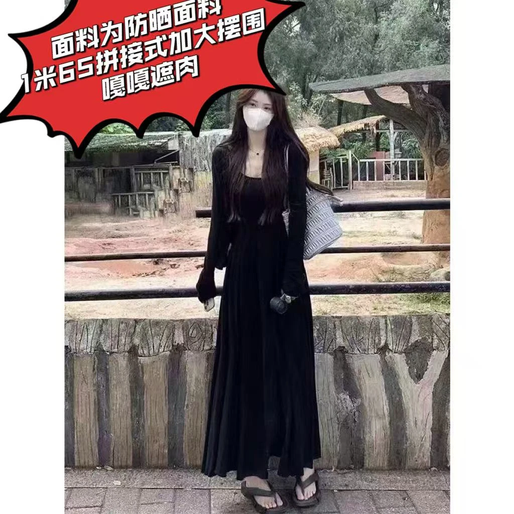 依二一推荐《防晒版步步生莲》纯欲风加大裙摆多巴胺套装160-1