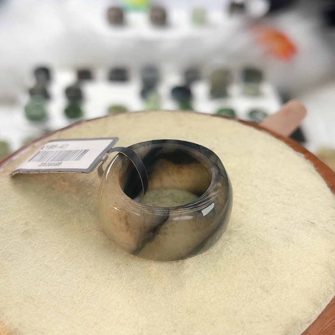 和田玉未镶嵌戒指c26腰花方圆17.6