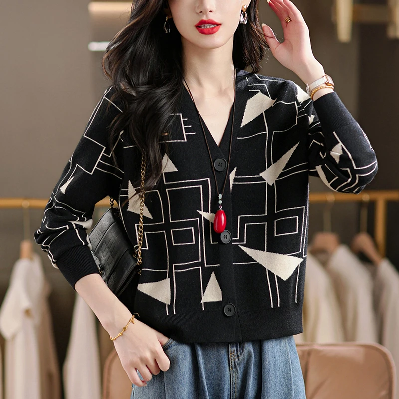 时尚洋气针织开衫春秋外搭短款女装2025新款漂亮时髦毛衣外套减龄