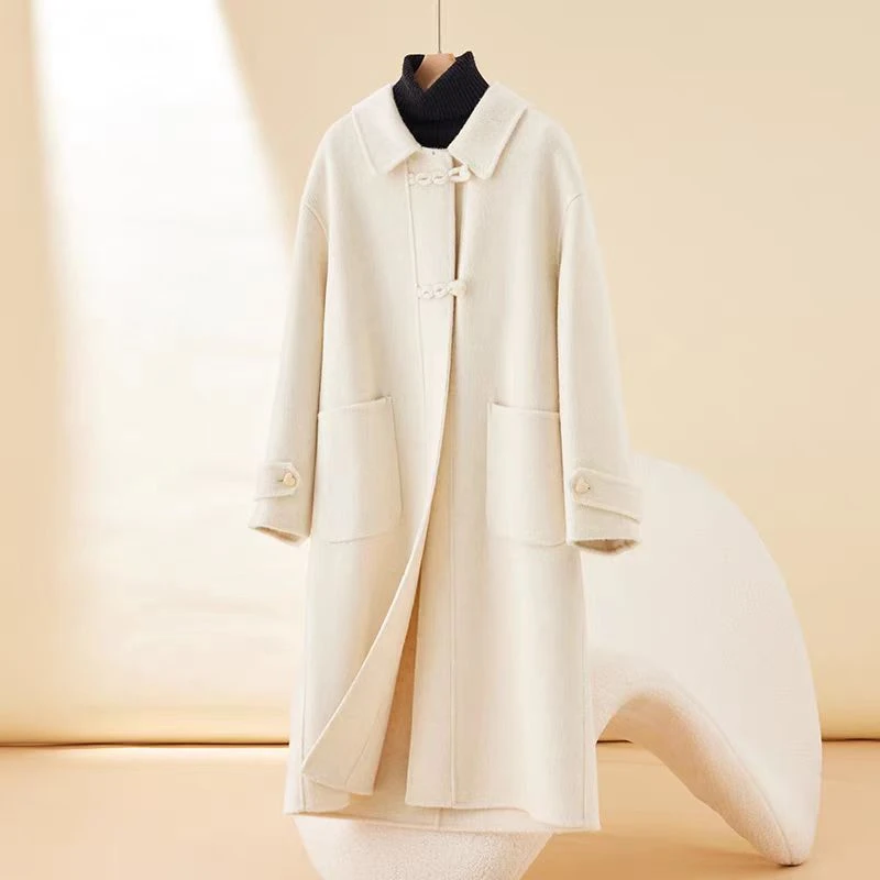 阿斌101-150毛呢气质洋气时尚羊绒宽松中长款加厚百搭双面呢韩版