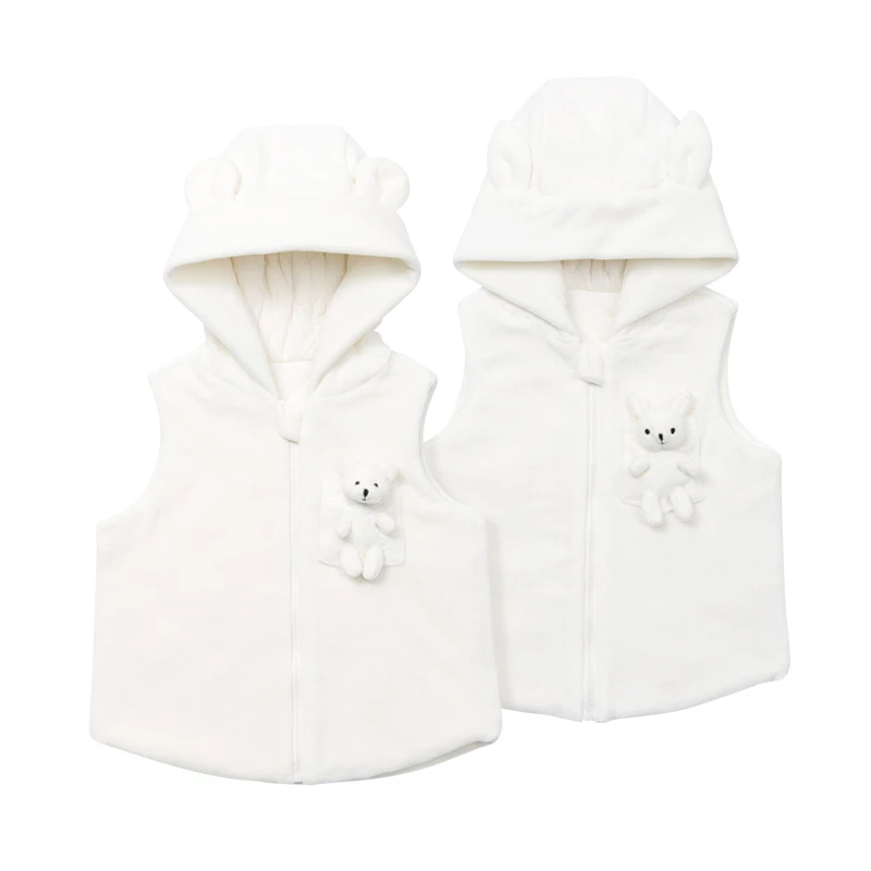 猴自在天鹅绒壳聚糖加绒纯色婴幼儿马甲保暖棉服
