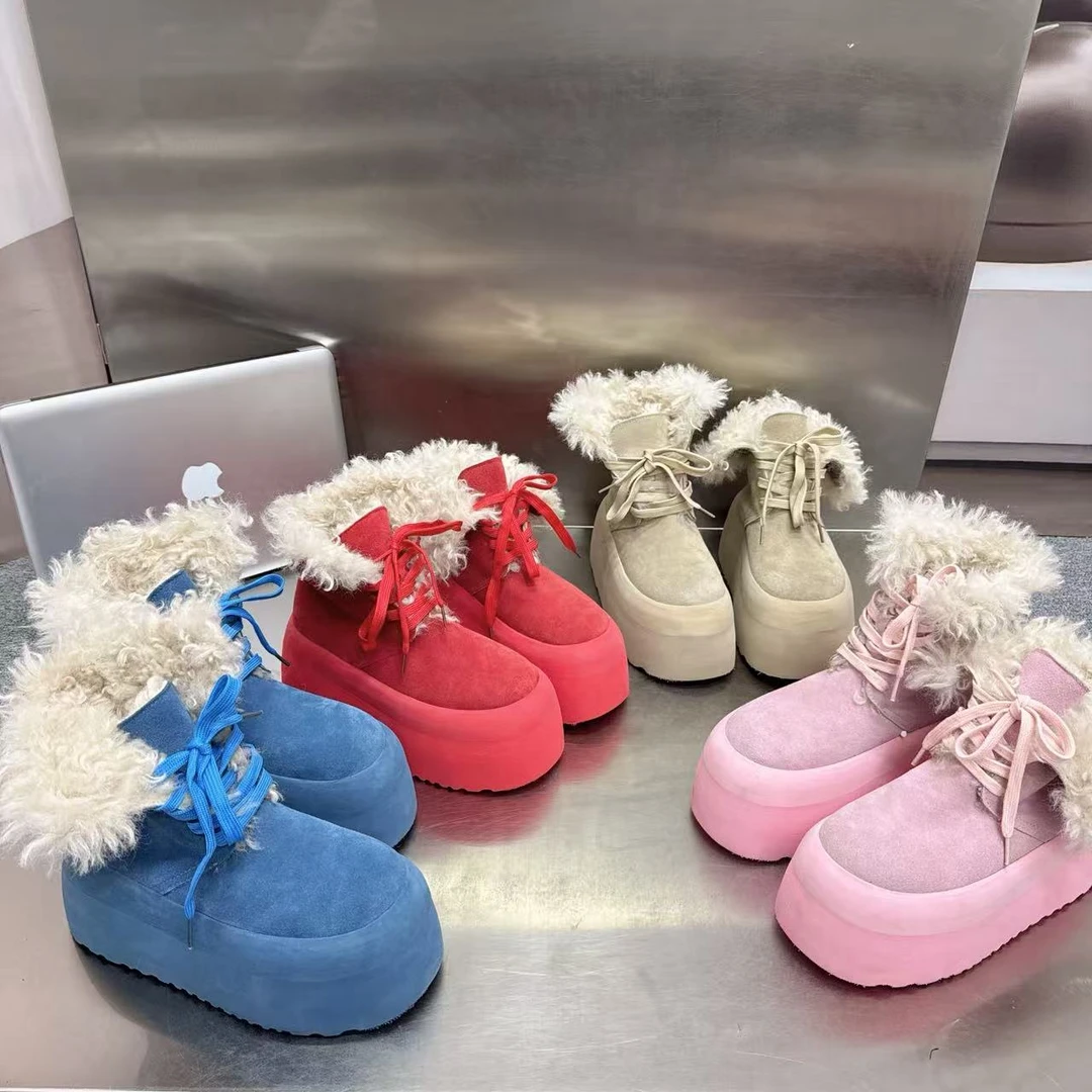 欧货网红爆款松糕厚底多穿洋气短靴加绒保暖冬季外穿短筒高帮