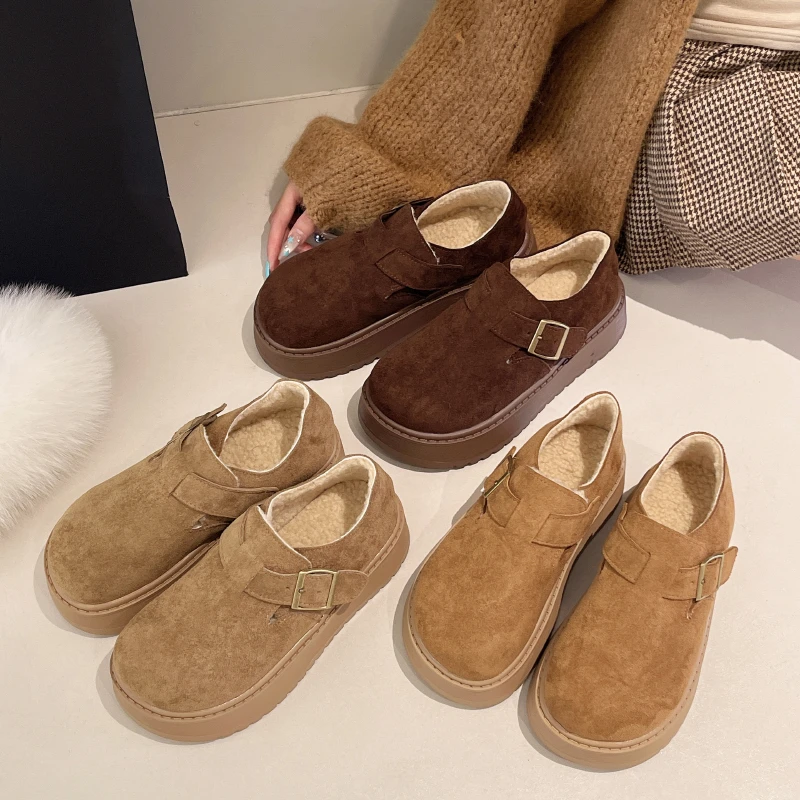 2025新款（二棉）厚底冬季增高乐福鞋加绒保暖棉鞋勃肯鞋女鞋雪地靴