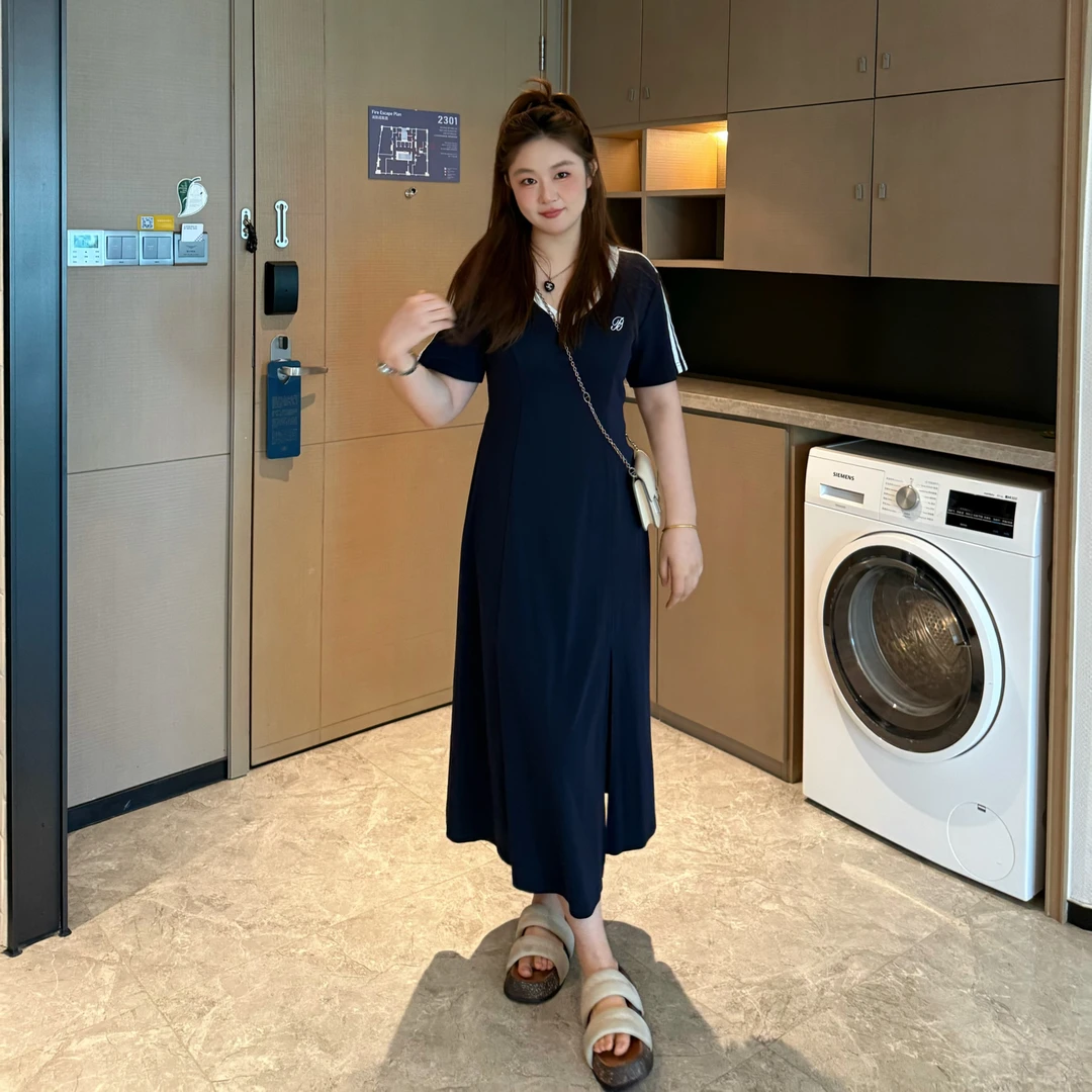 楠序微胖女装 2025夏季外出洋气裙子学院风法式时尚连衣裙YZ36097