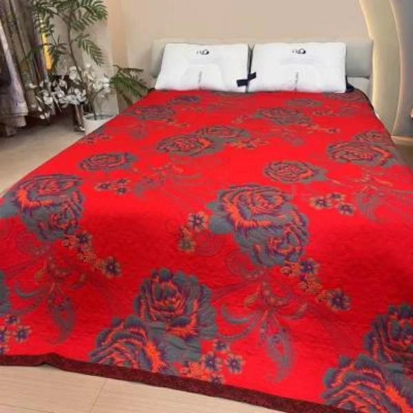 【R床盖-加大国色牡丹】230*250cm多层纱布山羊绒细沙柔软通用床盖