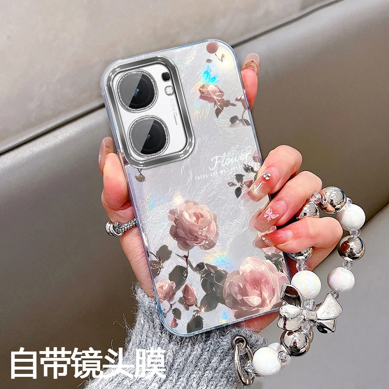 自带镜头膜适用iQOOneo9spro手机壳小香风花玫瑰冰川纹neo9软硅胶