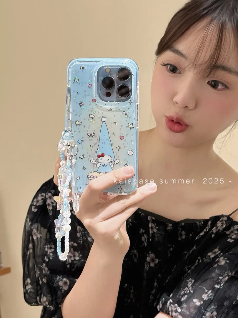 少女心亮片星星kitty猫适用苹果16promax手机壳iPhone15新款14pro