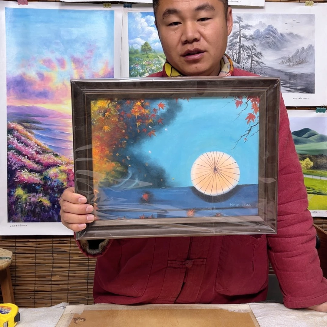 油画行路人小院绘画作品竞拍
