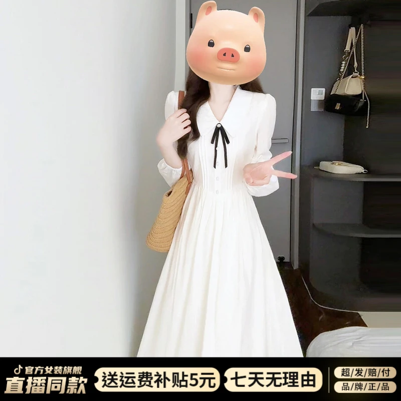 法式白色衬衫连衣裙子女早秋季2025新爆款小个子气质独特别致长裙