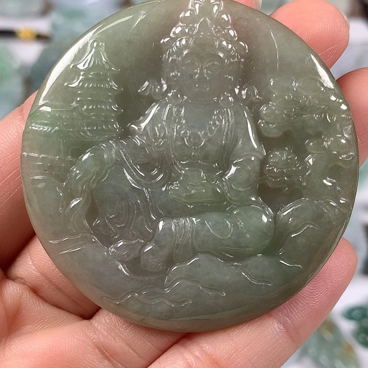 翡翠未镶嵌颈饰山水观音福利