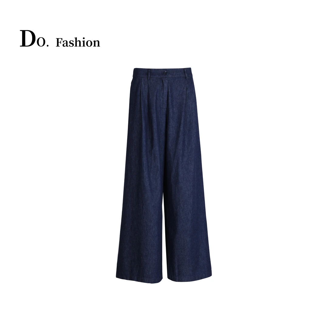 【Do.Fashion欧阳】“罗马假日” 复古丹宁蓝牛仔阔腿裤