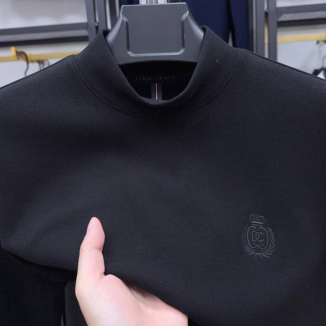 in cotton sea高档半高领男士秋冬季新款青年时尚百搭双面绒T恤