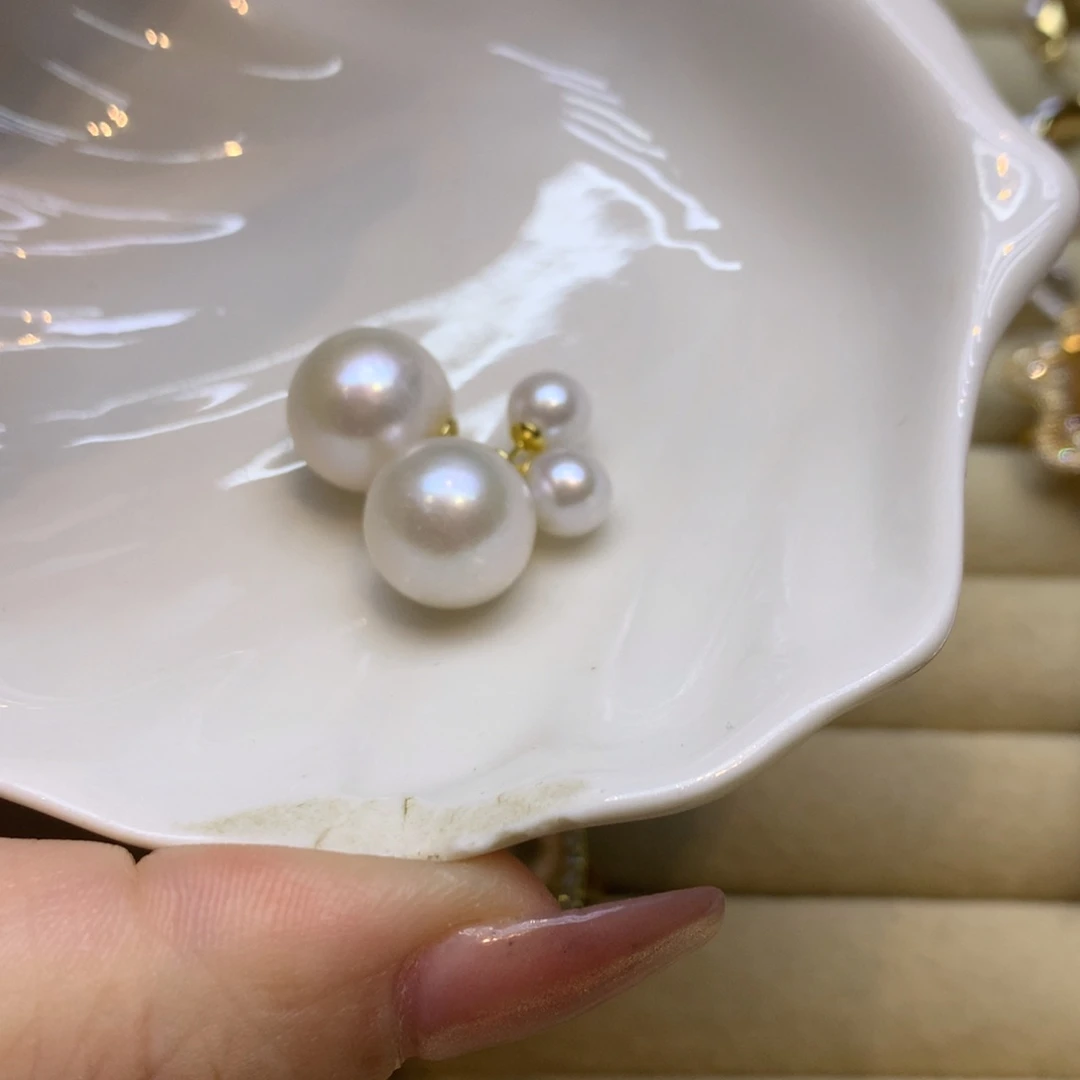 银S925镶嵌耳饰淡水珍珠