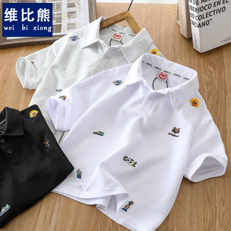 男童POLO衫夏季男孩上衣儿童短袖t恤时髦翻领打底衫薄款2025新款