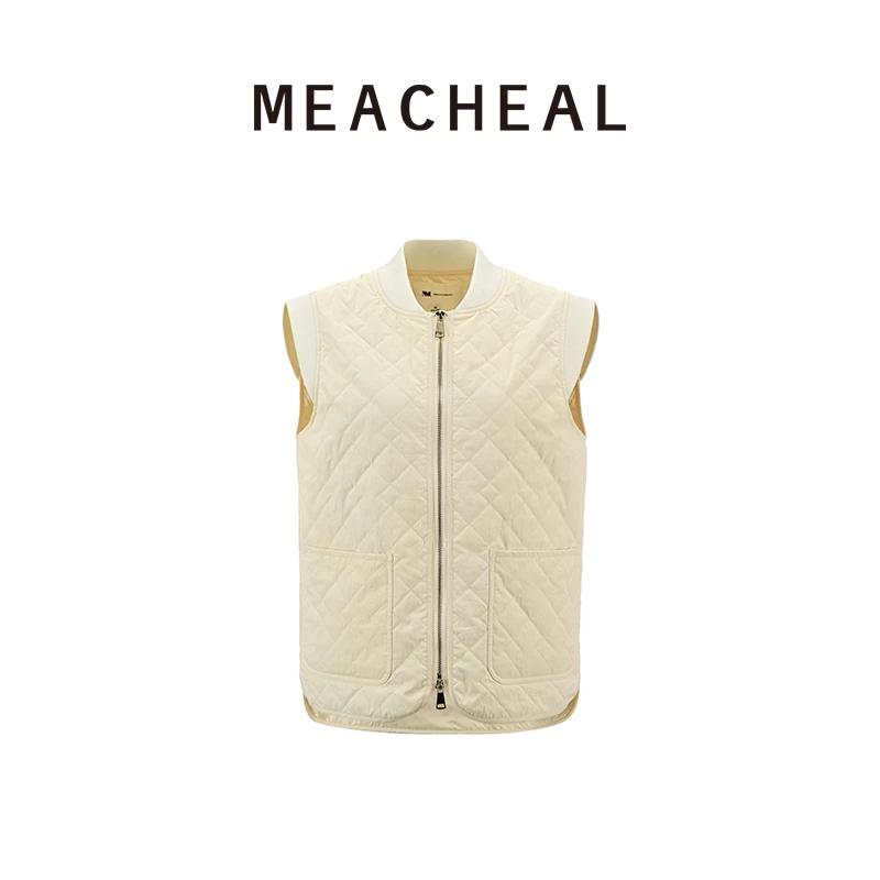 MEACHEAL米茜尔秋冬新款乳黄色轻量款内搭短款保暖棉马甲