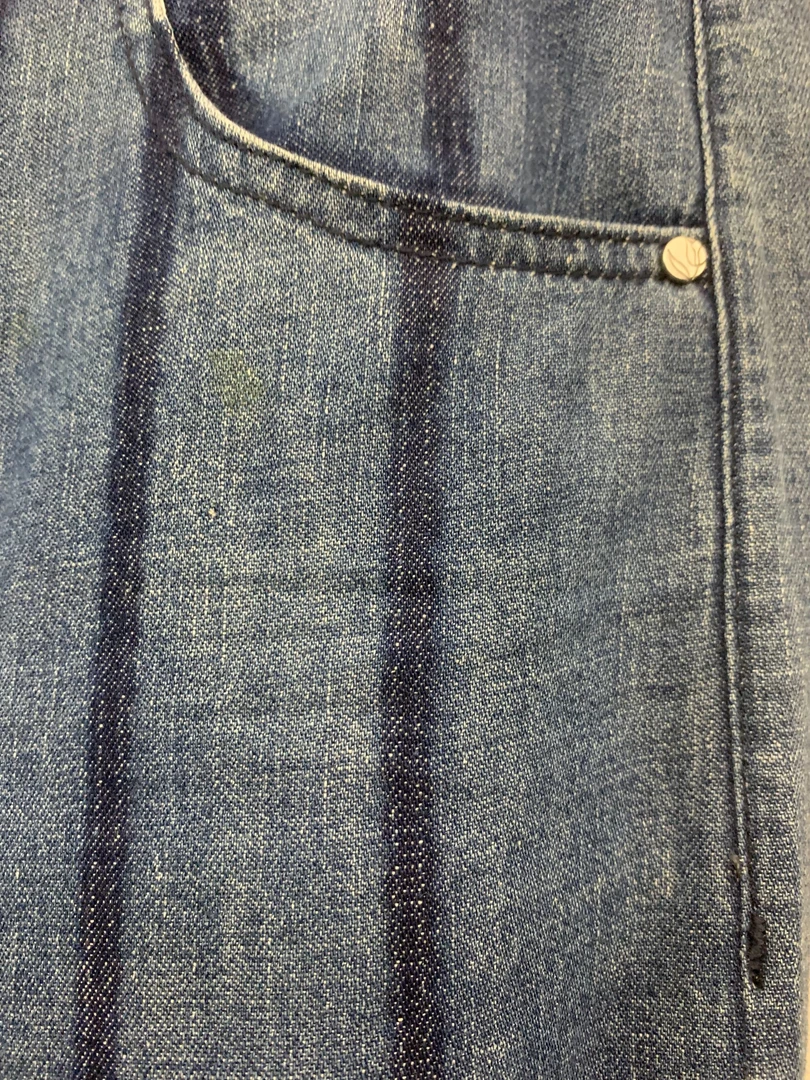 兮希 女装夏季百搭高腰条纹宽松直筒牛仔裤 DPT415A11