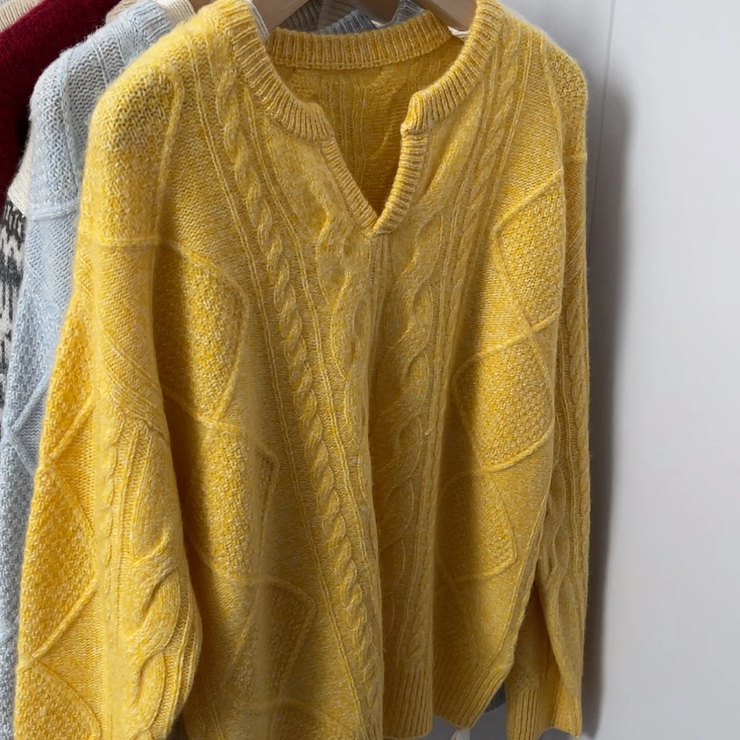 剪刀领 花纱 羊绒衫