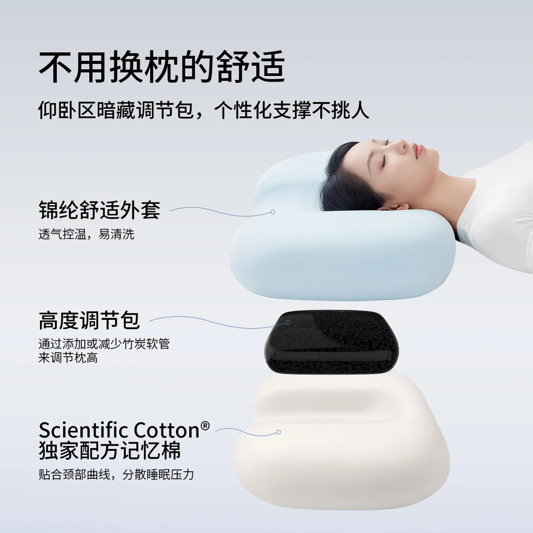 渡居可调节高度枕颈椎牵引护颈椎助睡眠枕头枕芯单人家用记忆棉枕