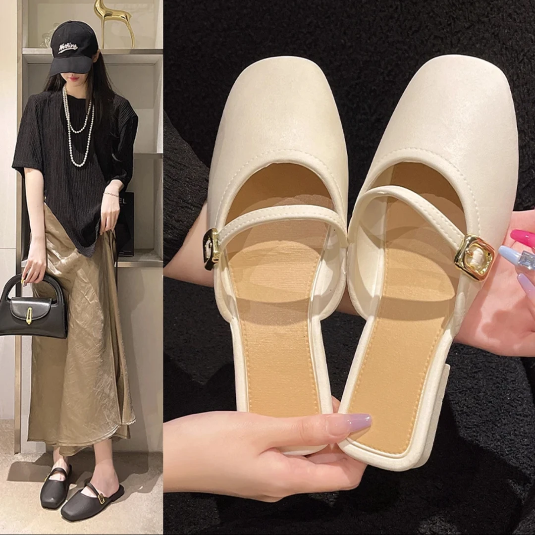 高颜值外穿平底新款包头拖鞋女温柔夏季超软法式气质时尚懒人男鞋