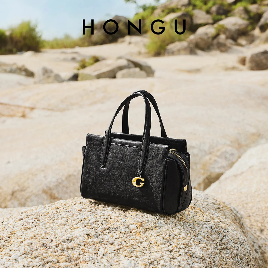 HONGU/红谷植鞣皮单肩手提包设计通勤真皮托特包女士包H5136053