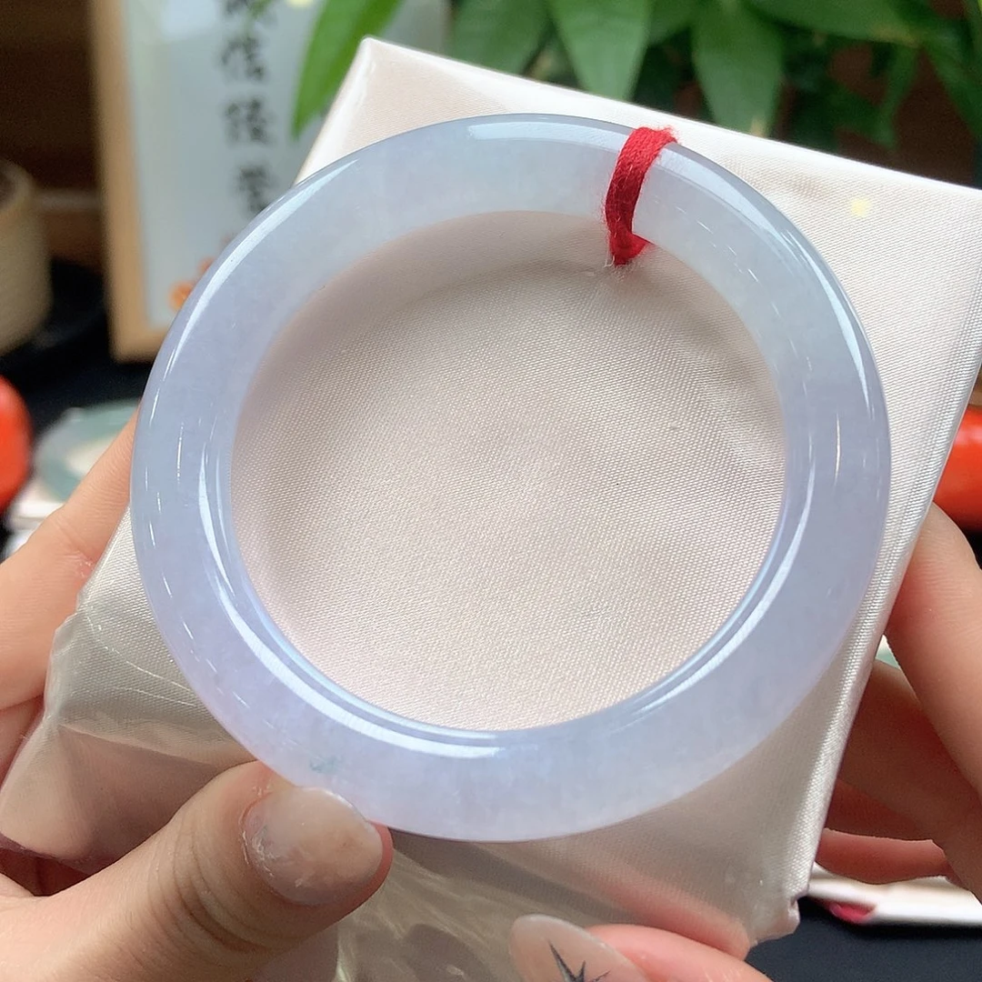 翡翠未镶嵌手镯冰润粉紫61号